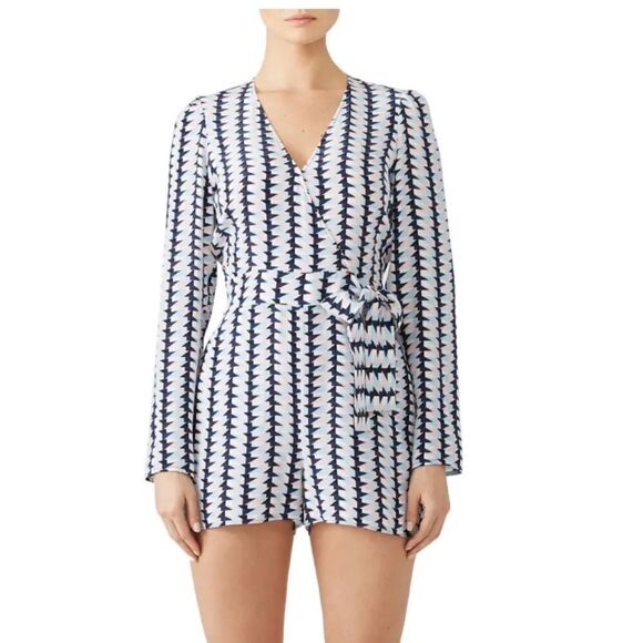 Parker Blue Zig Zag Tita Romper - Picture 1 of 7